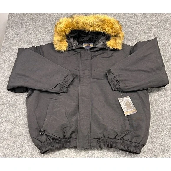 Vintage Jordan Craig Mens Black Hooded Parka Jacket Fur Trim Size 4XL Winter Y2K